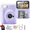 Kids Camera Instant Print, 3.0" HD 32MP Kids Camera Christmas Birthday Gifts for 3 4 5 6 7 8 9 10 11 12 Year Old Girls Boys, 32GB SD Card-Purple