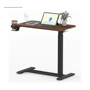 FLEXISPOT Mobile Standing Desk with Wheels Pneumatic Laptop Desk Rolling Computer Cart Movable Height Adjustable Small Sit Stand Desk Computer Workstations Home Use, 27.6" W x 15.7" D, Mahogany