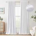 Guken White Linen Blackout Curtains 108 Inch Length 2 Panels Set for Living Room Bedroom Back Tab Thermal Insulated 100% Black Out Linen Drapes Room Darkening Window Curtains 108 Inches Long White