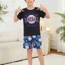 Mikrdoo Boys Pajamas 2 Piece Soft Short Sleeve Summer Pj Set Stretchy Short Sleepwear for Big Kids Size 6-16 Years