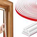 40FT Rubber Weather Stripping Door Seal, Self Adhesive Door Insulation Strip, Block Drafts, Multi-Layer Soundproof, Weatherstripping for Door Frame and Windows (White)