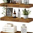 QEEIG Floating Shelves for Wall Bathroom Shelf Bedroom Kitchen Living Room Hanging Book Shelves Small Farmhouse Decor 16 inch Set of 3, Rustic Brown (015BN3)