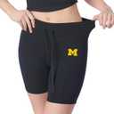 NCAA High Waisted Rib Shorts for Women and Girls, Athletic Biker Shorts with Drawstring (Black, XS)