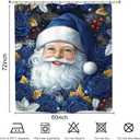 Christmas Santa Claus Shower Curtain 60Wx72L Winter Royal Blue Xmas Flower Holiday Bathroom Set Accessories Decor with 12 Pack Hooks