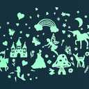 GLOPLAY Fairy Tales Series (78pcs/Pack), Glow in The Dark Educational Wall Stickers, The Eco-Friendly and Brightest Wall Stickers for Ceiling, Bathtime, Bedroom, Party, Decor