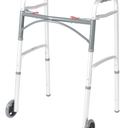Drive Medical Two-Button Folding Walker with Wheels, Height Adjustable