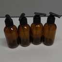 Cornucopia 4oz Amber Glass Pump Bottles (4-Pack); Great for Lotions, Liquid Soap, Aromatherapy and More