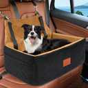 Dog Car Seat for Large Medium Dogs,Washable Pet Car Seat Under 55 lbs or 2 Small Dogs,Dog Booster Seat with Thick Cushion,2 Safety Leashes Travel Car Dog Bed (Black/brown)