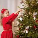 Jetec 3 Pcs 3 Inches Wooden Christmas Deer Ornaments Deer Bust Head Hunter Antler Rack 8 Point Buck, Hunting Christmas Tree Hanging Decorations, Hand-Carved Xmas Hunter Gift Xmas Deers Head Ornaments