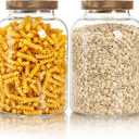 Bekith 2 Pack Large Glass Food Storage Jar with Airtight Wooden Lid, 66 FL OZ(1950ml) Glass Food Canister for Kitchen and Pantry Organization, Storage Containers for Coffee, Rice, Sugar, Flour
