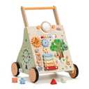 SainSmart Jr. Wooden Baby Walker, Adjustable Height and Speed Baby Push Walker, Montessori Activity Center for 6-12 Months, Push Walking Toys for 1 Year Old Boys Girls Learning to Walk, Animal Theme
