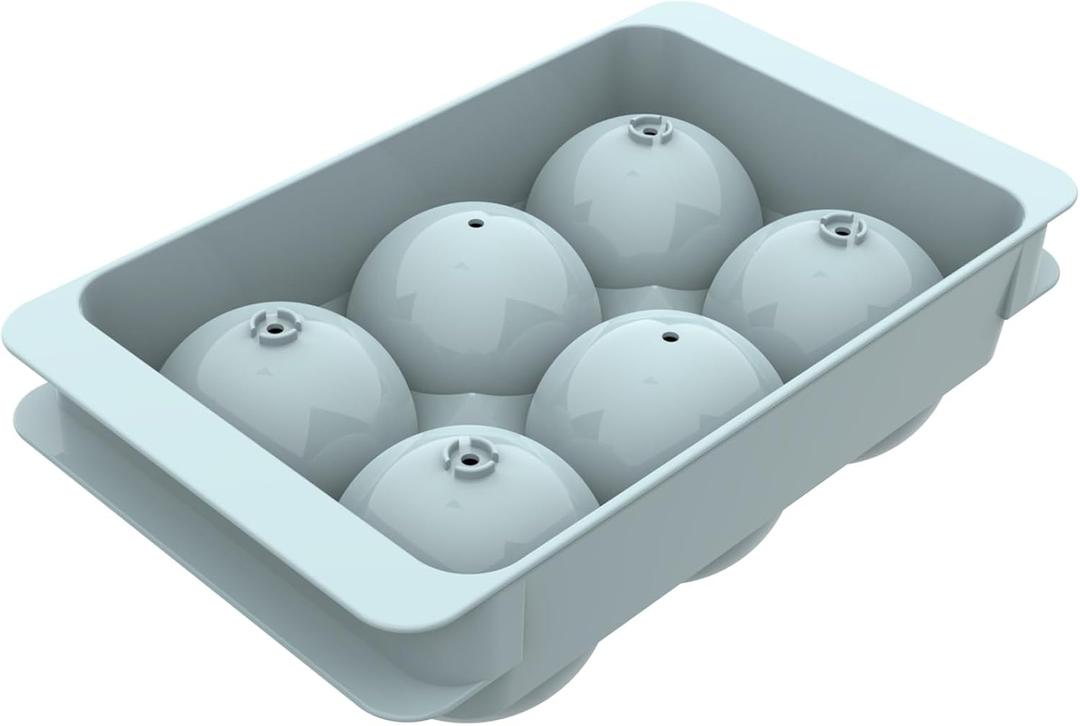 WIBIMEN Large Ice Cube Molds, Big Round Whiskey Ice Cube Trays for Freezer, Easy to Fill & Release, Whiskey Bourbon Cocktail(1.9In*6 Balls- Blue/ 1 Pack)