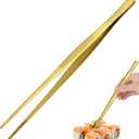 Tongs Tweezers - 12 Inch / 30cm Long Food Tongs Straight Serrated Forceps Cocktail Tweezers Bar Tool Gold (Glod)