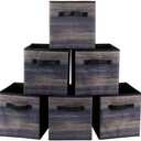 EWES 11 Inch Fabric Storage Cubes, 6 Pack Foldable Storage Bins with Handle, Storage Baskets Box for Shelves, Closet, Organizer, Black