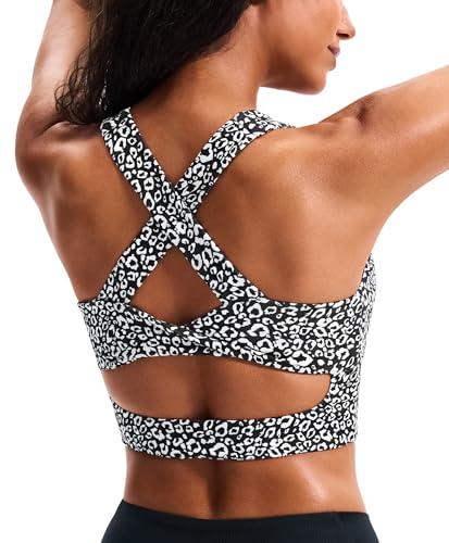 JOYSPELS Stunning Criss-Cross Back Sports Bra, Buttery Soft Longline Yoga Tank Top with Removable Padding, Padded Open-Back Workout Top for Pilates, Barre & Medium-Impact Gym (Medium)