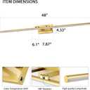 LED Bathroom Vanity Light, Modern Bathroom Light Fixture Over Mirror (3000K/4000K/6000K, Dimmable), Vanity Light Bar with Angle Adjustable, 48 Inch, Brass