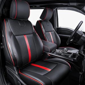 Leather Seat Covers Custom Fit for 2021-2025 F150 XL XLT STX Super Crew Cab - Custom Fit for 2023-2025 F250 F350 F450 XL XLT Crew Cab - Fully Covered, NOT for 40/20/40 Bench Front Seat