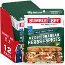 Bumble Bee Mediterranean Herbs & Spices Seasoned Tuna, 2.5 oz Pouches (Pack of 12) - Ready to Eat - Wild Caught Tuna Packet - 14g Protein per Serving - Gluten Free (EXP 06/01/26)
