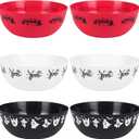 AUECOOME 6 Pieces halloween bowls for candy large - Plastic Trick or Treat Bowls, Reusable Serving plastic bowl for Halloween Party Supplies (Black White Red)