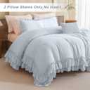 QSH Light Blue Ruffled Pillow Shams Queen Size Set of 2, Shabby Farmhouse Pillow Cases 20"x30", Boho Chic Bedding Pillow Covers Queen Ultra Soft and Breathable Microfiber Pillow Sham