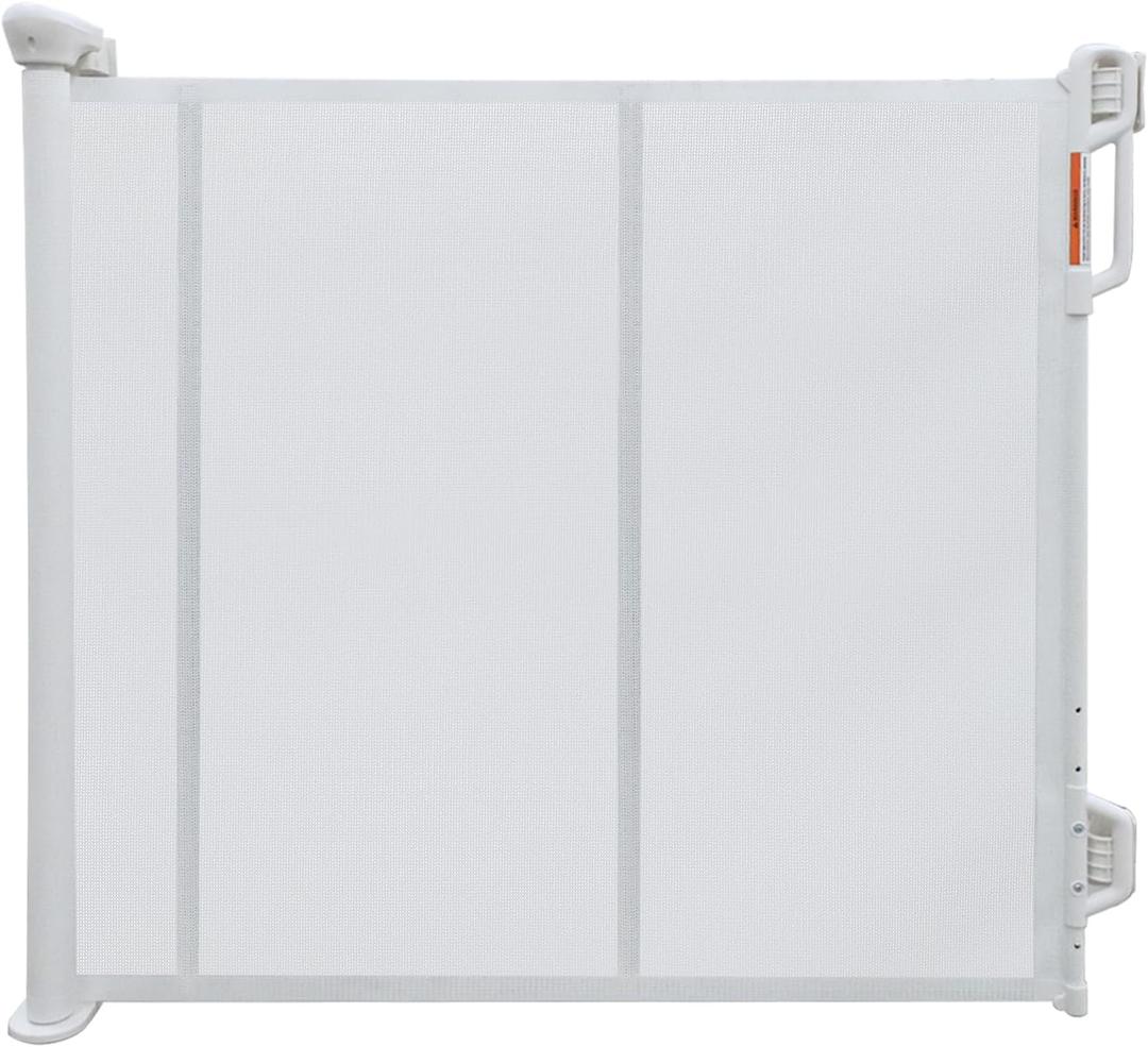 Retractable Baby Gate, 55 Wide Mesh Safety Gate for Babies and Pets, 34 Tall, Easy One-Handed Use, Indoor & Outdoor Stair, Doorway, Hallway Fence (White-2)