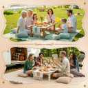 Extra Large Outdoor Boho Picnic Blanket with Table Runner and 6 Throw Pillows Covers for Outdoor Essentials Beach Accessories Basket Set Oversized Manta Yard Outside Mat Wedding Party Decor Sage Green
