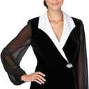 Alex Evenings Women's Blouse with Embellished Ruched Waist (Black) L