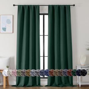 Simplebrand Ava Ever Green Blackout Curtains for Bedroom 90 Inches Long 2 Panels Set, Solid Privacy Energy Saving Living Room Window Treatment Curtains Blackout Drapes, W40 x L90 Inch, Ever Green