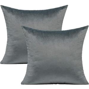 Velvet Grey Gray Throw Pillow Covers Decorative Square Soft Solid Color Cushion Cases 20X20 Home Decor for Couch Sofa Bed Office Set of 2