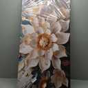 White Floral Canvas Wall Art with Gold Accents - Abstract Flower Decorative-Pictures with Teal Background Printed Painting Artwork Wall-Decor for Living Room Bedroom Office, Large Size 48x24 Inches (Lotus Blossom)