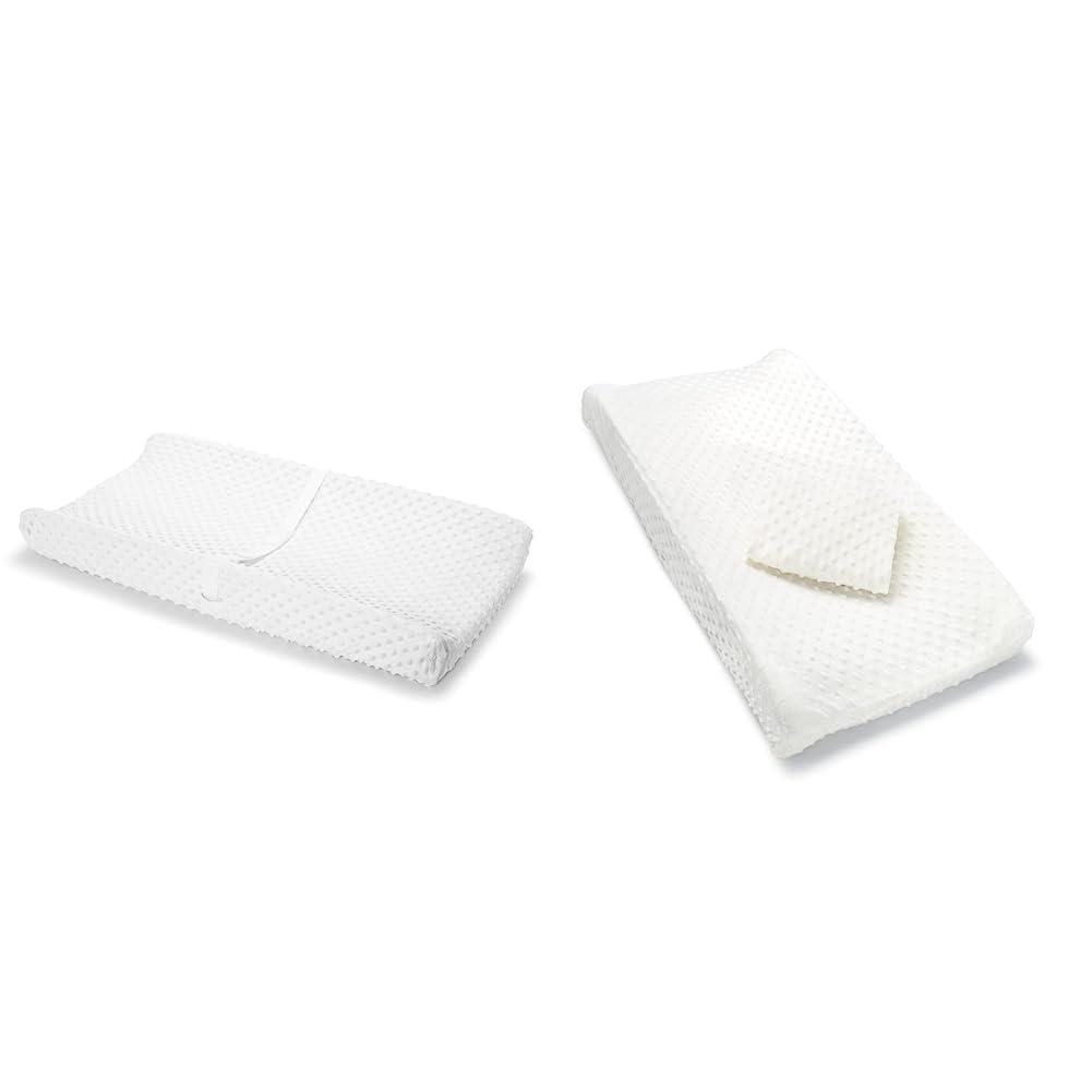 Munchkin Secure GripTM Contoured Baby Diaper Changing Pad for Dresser with Cover, Waterproof Pad + 2 Pack White Covers for Standard Contoured Changing Pads
