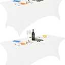 FORLIFE 2Pack Spandex Table Covers 6ftFitted Tablecloth for 6ft Rectangular Tables, Stretch Patio Table Covers, Universal Spandex Table Cover for Wedding, Banquet, Party (6ft, White) (6FT 2PACK, White)