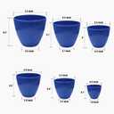 RooTrimmer 7.5/6.5/5.5/4.9/4.2/3.5 Inch Plant Pots with Saucers & Drain Holes - Indoor/Outdoor Flower Pots for Succulents, Herbs, Cactus - Modern Lightweight Durable Planter Set, Blue