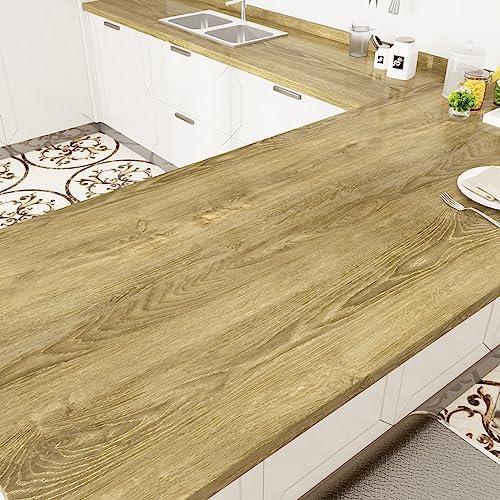 WESTICK 394" x 24" Light Wood Grain Contact Paper Peel and Stick Wallpaper Countertop Self Adhesive Covering Removable Wood Wallpaper Rustic Wood Contact Paper for Countertops Dresser Table Cabinets, Pack of 2