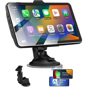 7-inch Portable Carplay Screen for Car Compatable with Apple CarPlay and Android Auto,Wireless Car Play Unit with GPS Navigation,Bluetooth,Mirror Link,Touch Screen for All Vehicles (7Inch)