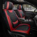 FREESOO Car Seat Covers Full Set Faux Leather Universal Fit Black Red