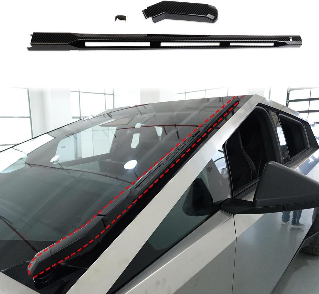 Carbon Fiber Style Windshield Wiper Cover Trims Accessories for Tesla Cybertruck (Bright Surface)
