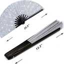 3 x Large Hand Fan Folding Rave Fans(White)-Premium Glitter Fabric & Portable Bamboo Frame for Line Dancing,EDM Festivals Gift,Club Parties,Kung Fu (silver)