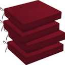 downluxe Outdoor Chair Cushions Set of 4 for Patio Furniture, Water-Resistant Square Corner Patio Chair Cushions with Ties, High Density Foam Outdoor Seat Cushion, 18.5" X 16" X 3", Burgundy