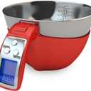 Fradel Digital Kitchen Food Scale with Bowl - 11lb, Grams & Ounces - Removable, Dishwasher-Safe Mixing Bowl - Red