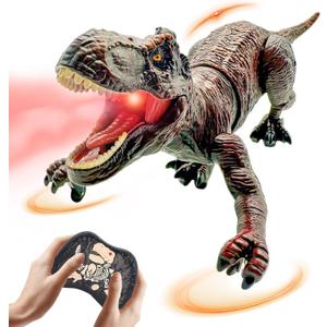 Remote Control Dinosaur Toys for Kids 3-5, 5-7, 8-12, 10-12, Electronic RC T Rex Dino Robot Toy for Boys, Top Christmas & Birthday Gifts for 6 7 8 9 10 11 & 12 Year Old Boys (Color: Brown)