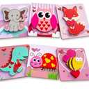Valentines Day Wooden Puzzles 6 Pack Wooden Puzzles for Toddlers Valentines Day Gift for Toddler Toys for 1 2 3 4 Year Old Boys Girls Gifts My First Birthday Day Toys