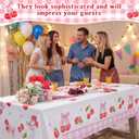 Pickmesh 194 Pcs Cherry Party Decorations for 24, Pink Cherry Bow Paper Plates and Napkins Cups Tablecloth Cutlery Coquette Gingham Tableware Set for Baby Shower Birthday Party Supplies