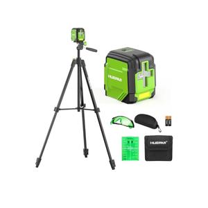 Laser Level with 60in Tripod, HUEPAR 98Ft Self Leveling Laser Level Green Line Laser Cross Line Laser Leveler Tool for Picture Hanging, Home Renovation, Indoor Project, Battery&Carrying Bag Included