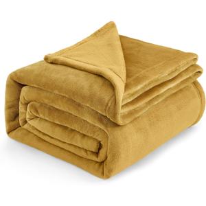 Bedsure GentleSoft Fleece Blankets King Size Gold Yellow - Bed Blanket Soft Lightweight Plush Cozy Fuzzy Luxury Microfiber, 108x90 inches
