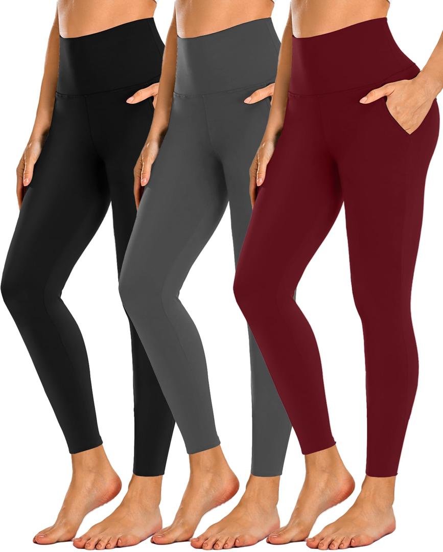 NEW YOUNG 2 Pack Leggings with Pockets for Women,High Waisted Tummy Control Workout Yoga Pants 9KD