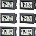 TASOGEN 6 Pack Mini Digital Thermometer Hygrometer,Indoor Temperature and Humidity Gauge Meter Monitor Fahrenheit (℉) for Home,Greenhouse,Jars