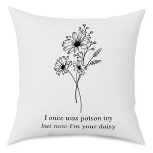 QIBAJIU Song Lyrics Pillow Covers Case, Music Themed Gifts, Daisy Cushion Cover, Album Inspired Gift for Music Fans Musician Soft Decorative Pillowcase Home Concert Decor for Sofa Chair Bed Cafe