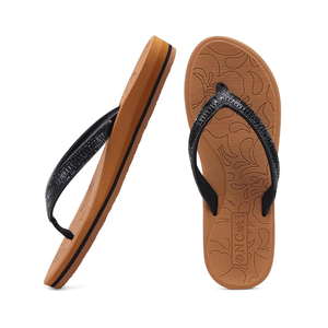 ONCAI Women's Flip Flops with Rhinestone, Arch Support Yoga Mat Comfort Walking Summer Beach Thong Sandals with Plantar Fasciitis Rubber Soles US Size 5-11