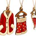 3 x Funny Christmas Ornaments, Santa Ornaments for Christmas Tree, Secret Santa Gifts, Vintage 3-Piece Ornament Set, Wooden Hanger Outfit, Coat Pants Hat Trio, Holiday Decor, Gift Set for Besties 2025